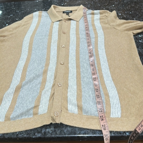 ExpressTan and Gray Cardigan with Vertical Stripes - Picture 3 of 6